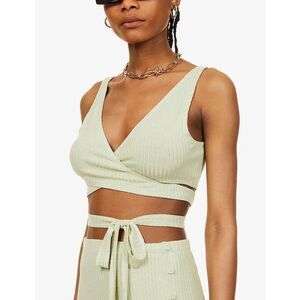 Reformation Jonny Light Green Ribbed Wrap Top Women’s XS